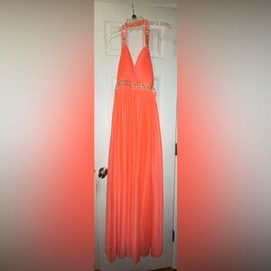 Hot pink/peach prom dress